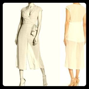 NWT Sheer FAVLUX V-neck Wrap Jumpsuit - White